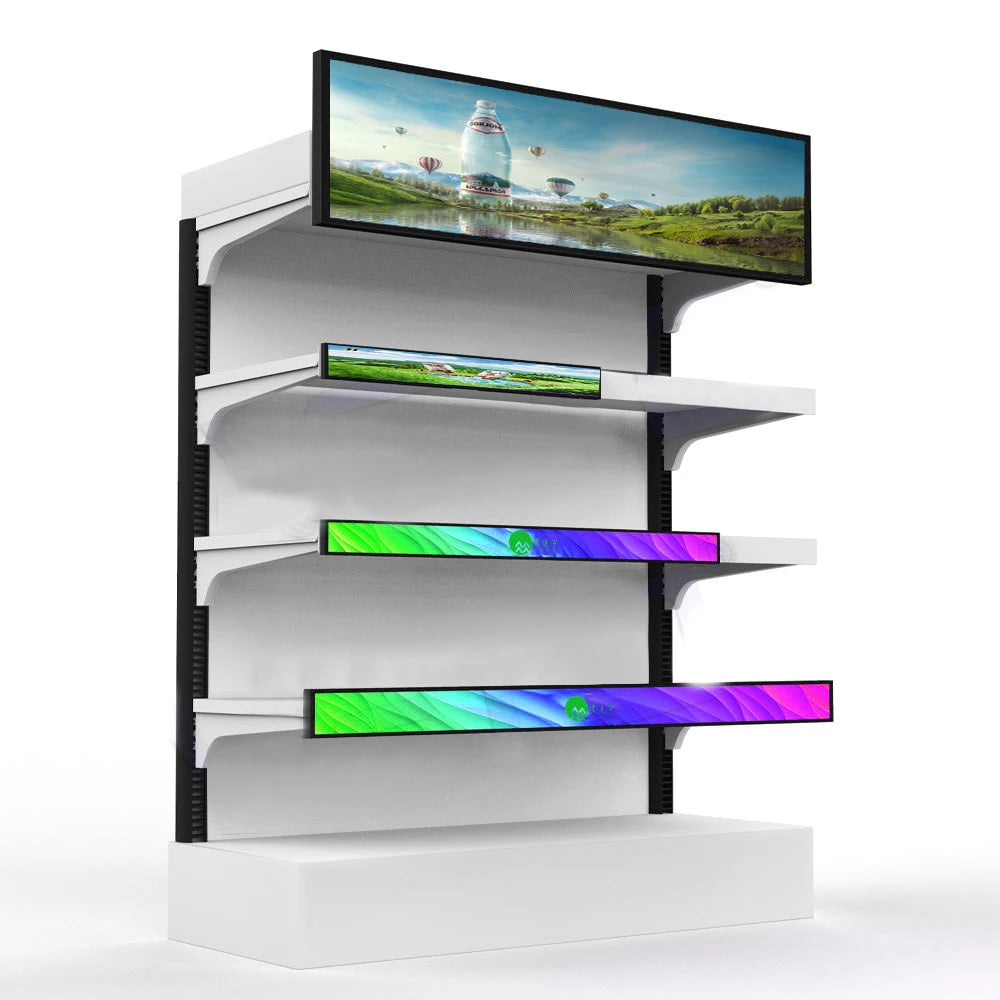 Supermarket Ultra Wide Strip Shelf Edge 4K Resolution LCD Display Digital Signage Stretched Bar Shelf Edge Advertising Screen