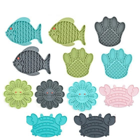 Wholesale Stocked Oval Shape Portable 2-in-1 Slow Food Pet Lick Mat Eco-friendly Non-slip Suction Cup Anti-Choking Plastic Slow