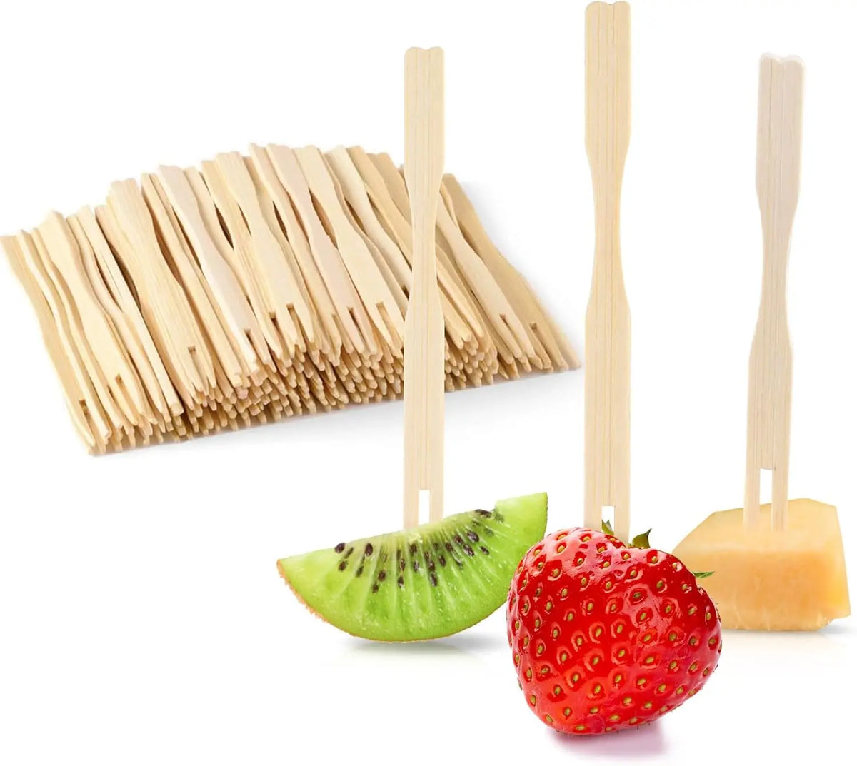 ODM 9cm Small Bamboo Fruit Forks Bamboo Flat Paddle Skewer with Heart End MegaBDM