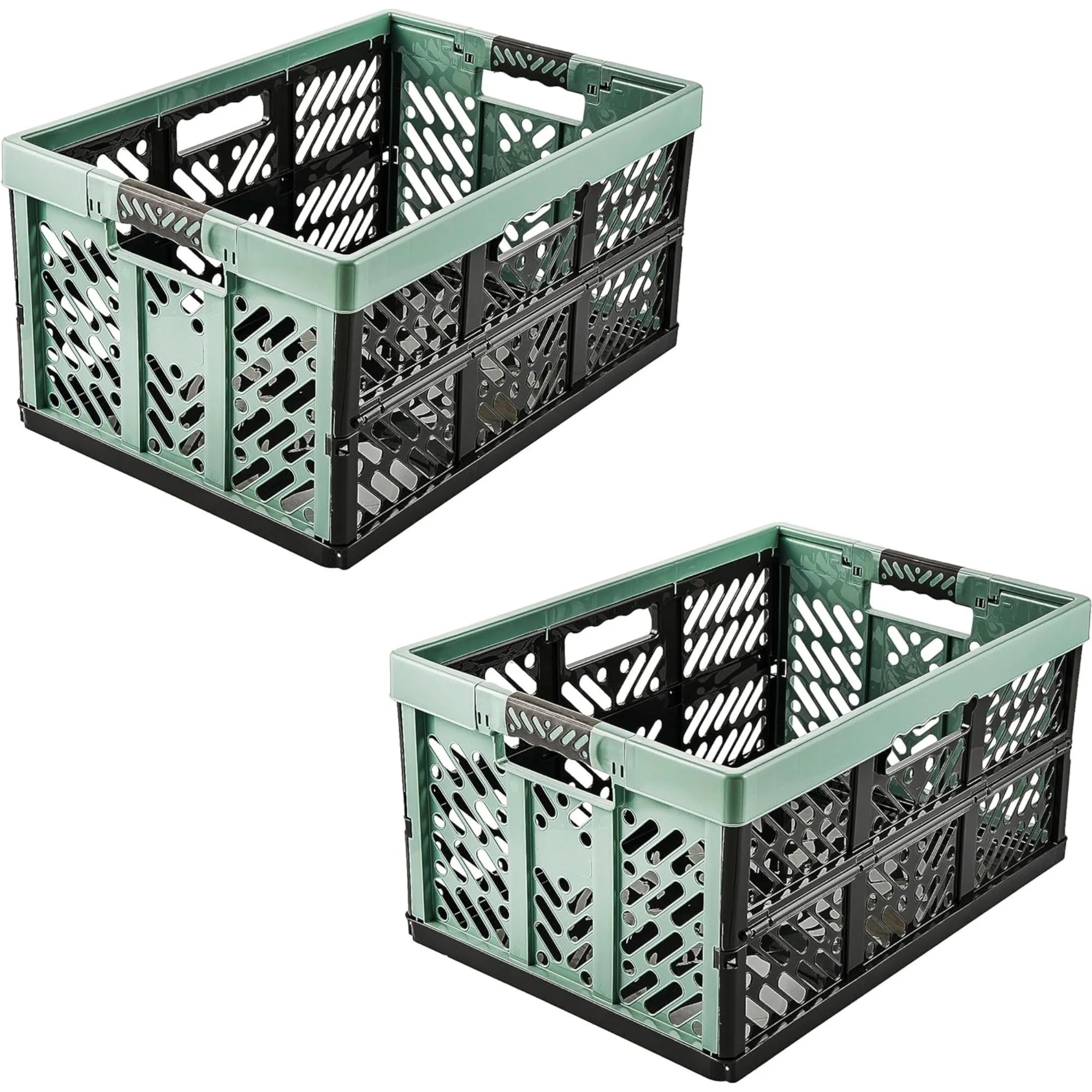 keeeper Set of 2 Sturdy Folding Storage Boxes with Soft Side Handles 2 x 45 L Ben Nordic Green (Green)