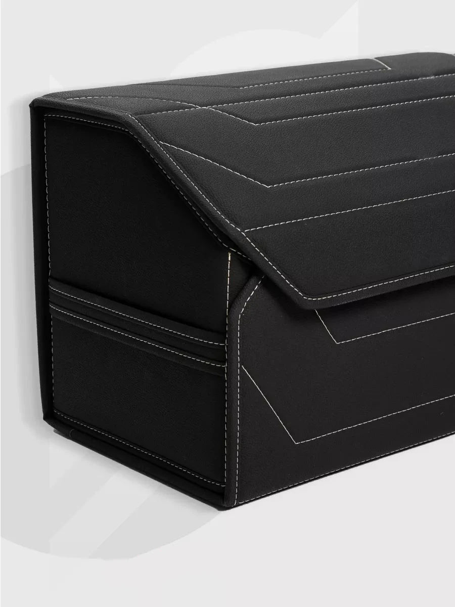 KUYUE Collapsible Car Trunk Organizer Crocodile Texture PU Leather Automotive Trunk Storage Box Foldable Cover