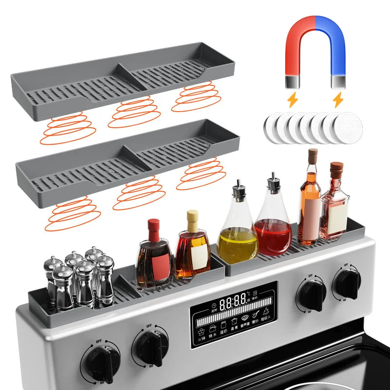 LifeTop Silicone Magnetic Over the Stove Shelf for Back of Stove - Magnetic Stove Top Shelf and Over Stove Shelf