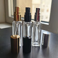 Factory Price Luxury Clear 10ml Rectangle Glass Perfume Bottle Gold/Silver/Black Spray Pump Sprayer Screen Printing Carton
