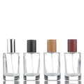 Wholesale 100pcs Luxury 50ml Thick Bottom Cylinder Glass Recyclable Clear Cosmetic Perfume Bottle Crimp Sprayer Pump Cap