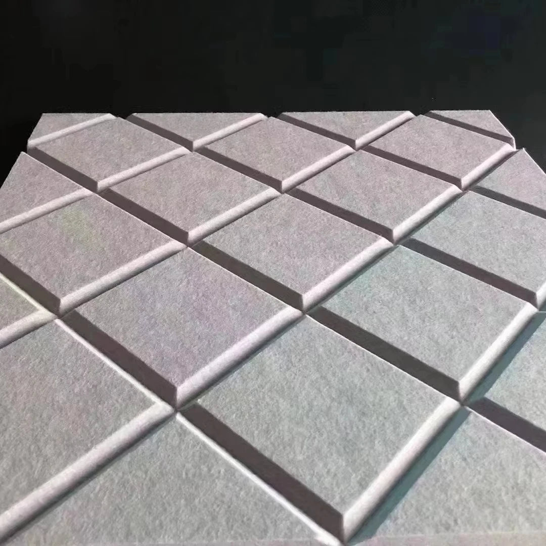 Soundproof Grooved Polyester Fiber Acoustic Wall Panels Eco-friendly Beveled PET Felt Acoustic Panel