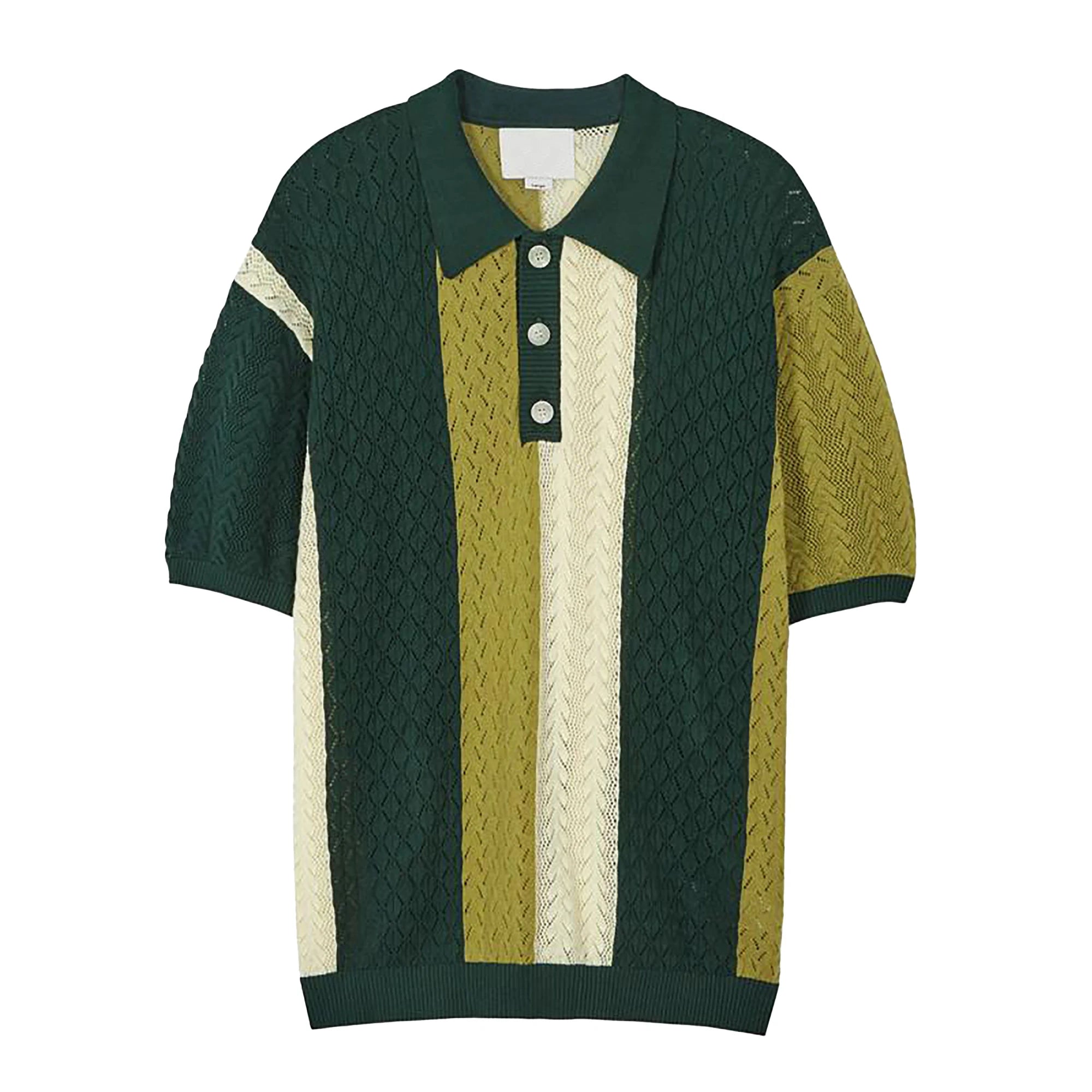 Manufacturer 2024 Summer Casual Button Men's Knit Patchwork Polo Collar Neck Shirt Sweater