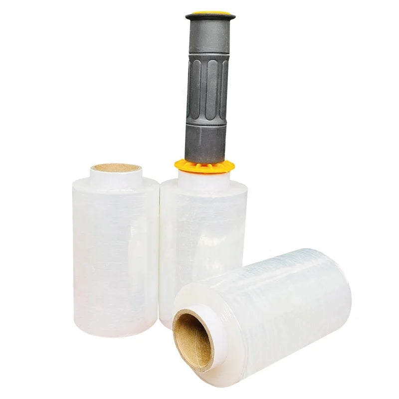 Stretch Wrap Roll 80 Gauge 5 in X 500 ft Mini Shrink Stretch Film Industrial Strength Clear Plastic Wrap With Handle