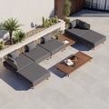 Outdoor Waterproof Teak Sofa Patio Set Combination Leisure Villa Waterproof Sun Protection Solid Wood Sofa Furniture Garden Sofa MegaBDM