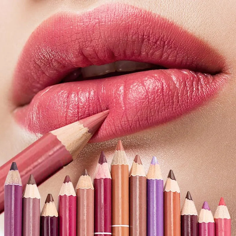 28-color Wooden Lip Liner Pencils Smooth Rich Matte Finish Extremely Fine Lasting Waterproof Lip Pencil