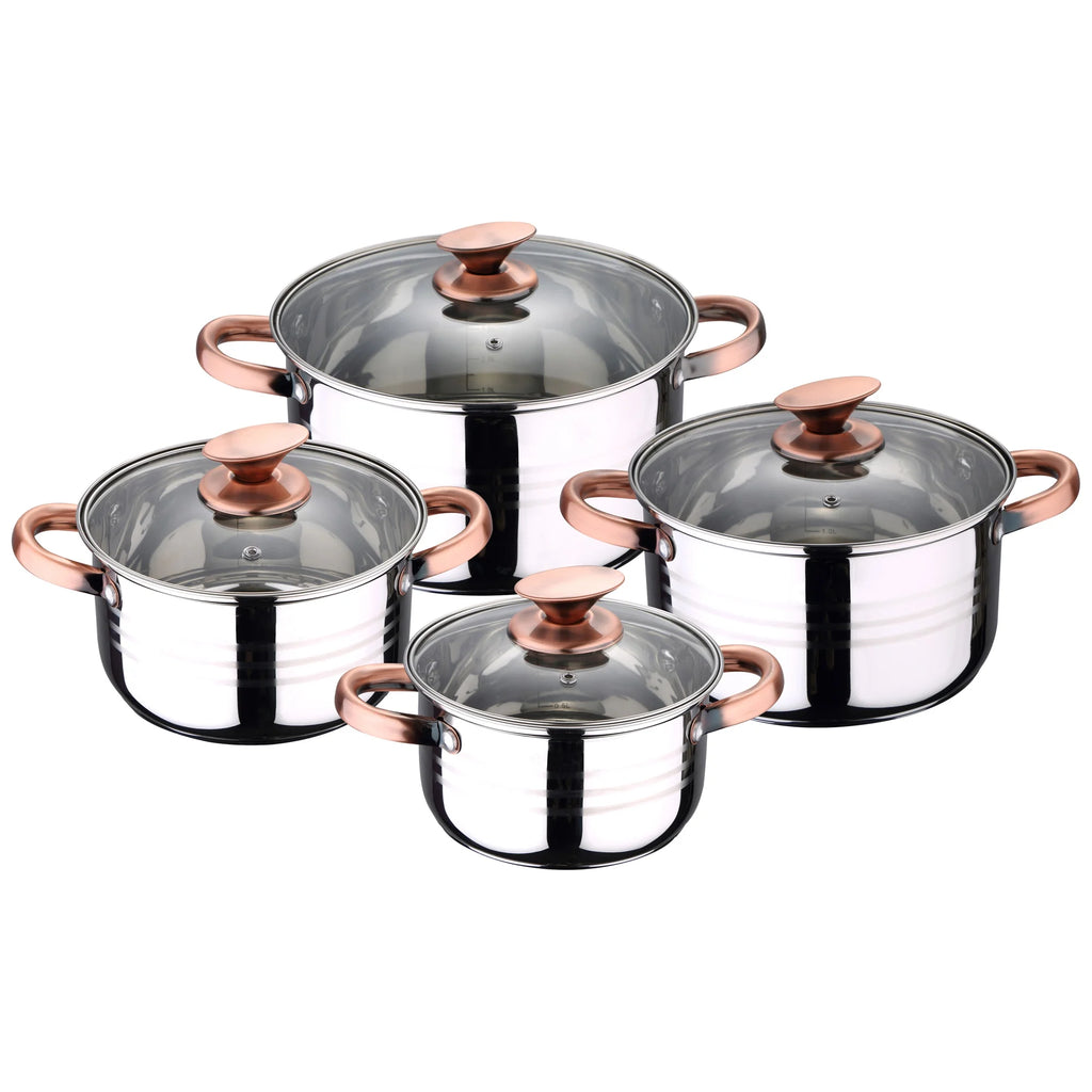 8pc stainless steel cookware set suitable for induction cooktops Altea Collection