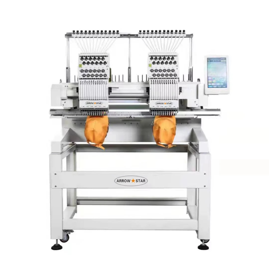 DDP to USA 2 Heads Cap T-shirt Flat Computerized Embroidery Machine 1202/1502
