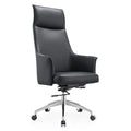 Black Synthetic Leather Contemporary Luxury Big Boss High Back Swivel Office Chair Wood Frame Aluminum Alloy Legs Adjustable