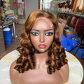 Vietnamese Raw Hair WigSuper Double Drawn Hair Wig18 Inch Piano Color Bouncy Curl Lace Closure Wig 5X5 MegaBDM