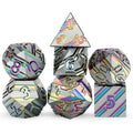 Factory Wholesale Rainbow Stripe DND Metal Dice Set7 PCS Zinc Alloy D&D Dice Set for Dungeons and Dragons