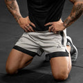 20224Summer Fitness Double-Layer Shorts for Men  Quick-Dry Breathable  Stretchy Training Pants Mesh Running and Sports Shorts