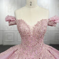 9932 Elegant Fashion Pink Princess Strapless Women Beaded Applique Ball Gown Wedding Party Evening Dresses