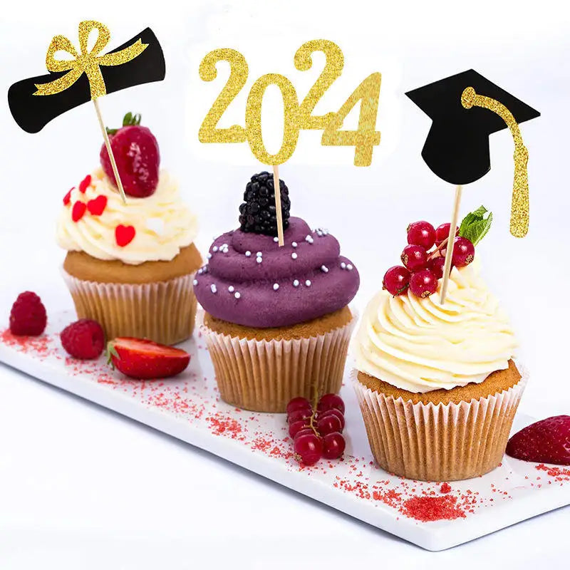 Hstyle 2024 Durable Congrats Grad Cake Topper Class of 2024 Graduate Party Decorations Supplies -Graduation Photo Props