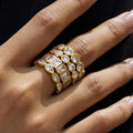Trendy Elegant Ring 18k Gold Plated Stainless Steel White Cubic Zirconia Ring Square Round Oval Heart Shaped Zircon Ring