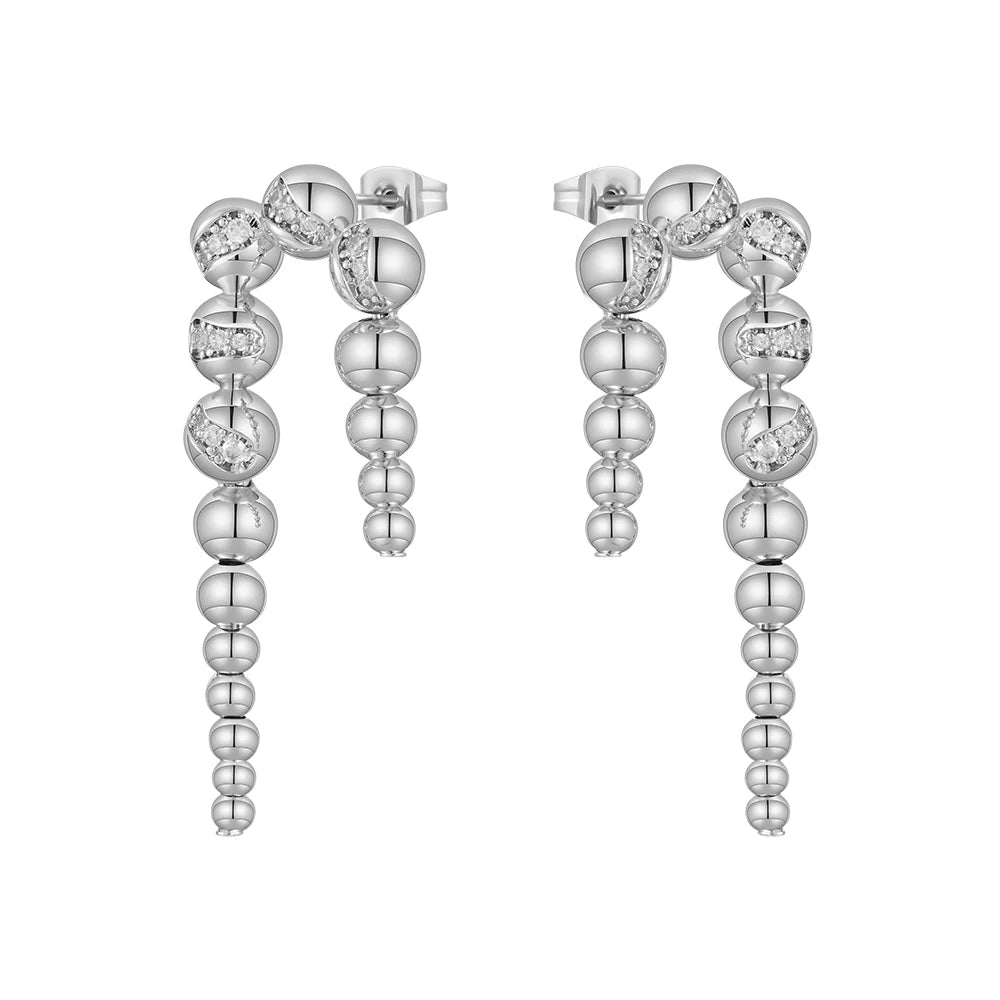 Latest 18K Gold Plated Brass Jewelry Inverted U-Shape Irregular Beaded Zircon Drop Earrings Trendy for Woman Earrings E241642