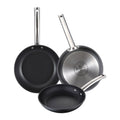 Set of 3 Frying Pans 242830cm in Forged Aluminum suitable for induction Black color FOODIES MasterPRO