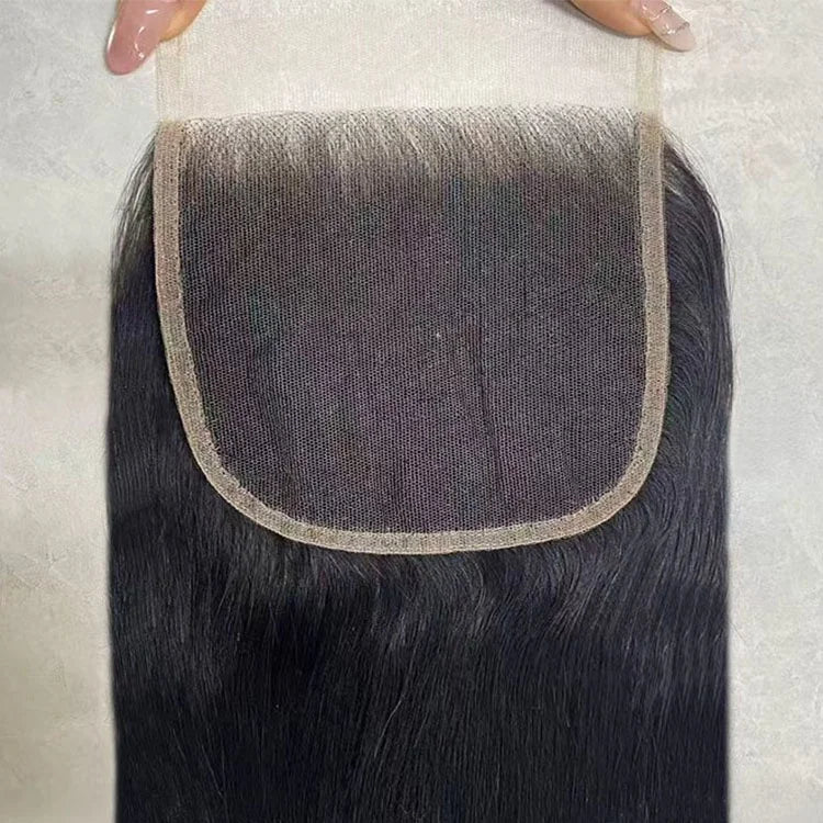 Wholesale Bulk Natural Black European Hair Bone Straight Hair 5x5 HD Lace Closure Super Double Drawn Supply
