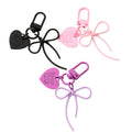 Fashionable Metal Heart Bowknot Pendant Mobile Phone Case Keychain Hanging Ornament Exquisite Simple Bag Hanging Ornament