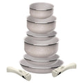 6-piece set: 3 frying pans 182024cm and 3 saucepans 161820cm in pressed aluminum with ILAG coating with 2 removable