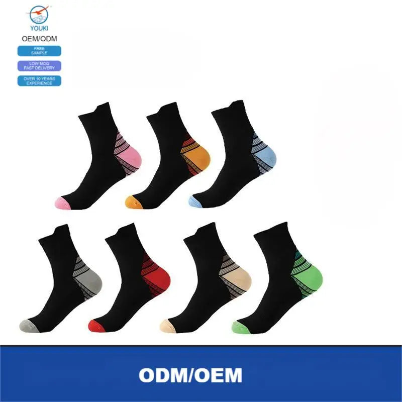 Men Black Knitted Exercise Sports Compression Socks for Running Fitness Training Hiking Cycling