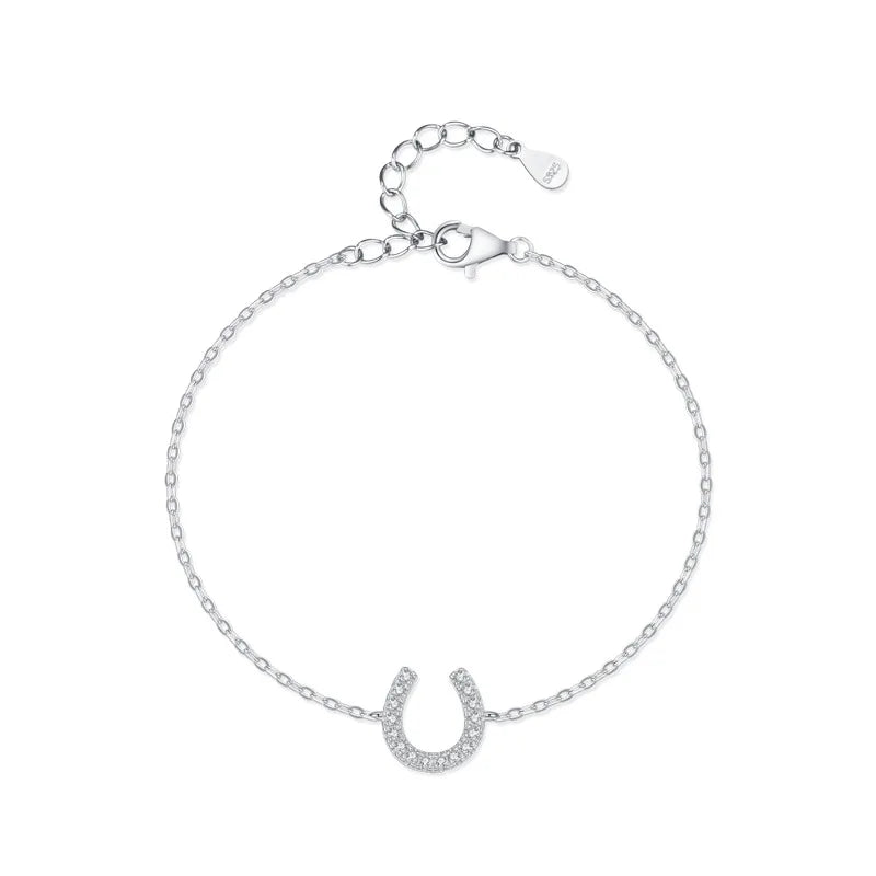 SL1697 925 Sterling Silver Minimalist U-shaped Zircon Letter Chain Bracelet for Women Birthday Party Jewelry Gift