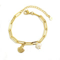 Custom Stainless Steel Paperclip Link Chain Bracelet with round Natural Freshwater Pearls Trendy Women's Gift Idea