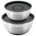 Set of 2 Stainless Steel Bowls 2024cm + 2 Black Lids FOODIES MasterPRO