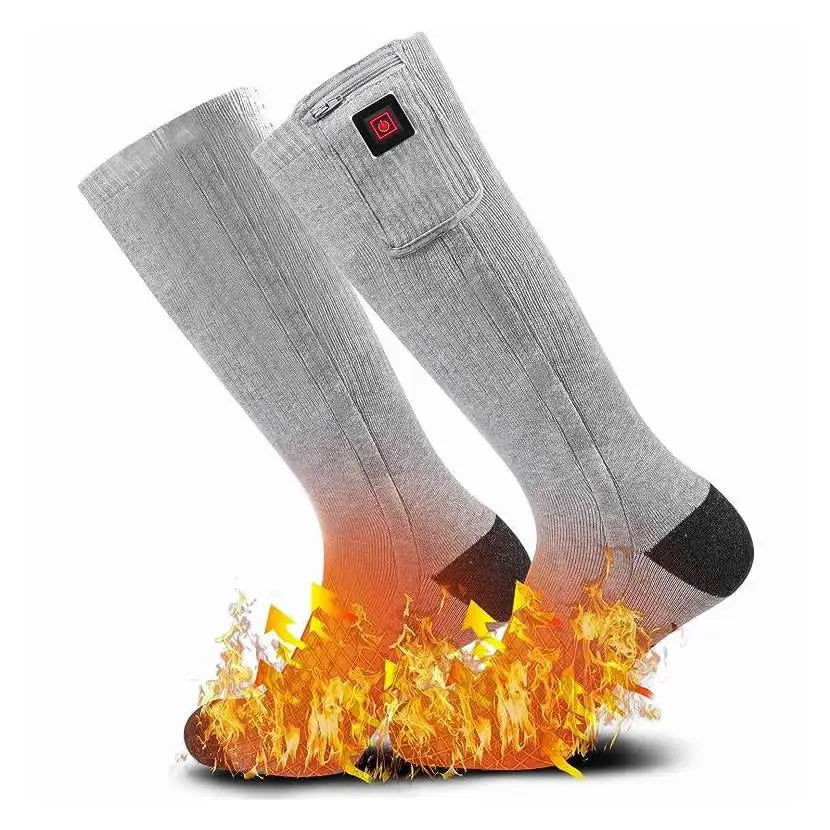 Unisex Winter Knitted Electric Heated Socks Rechargeable Battery Compressed Elastic Composite Fiber Logo Pattern Cuff Men Women