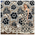 YX1257 2025 New Single-Sided Openwork Two-color Embroidered Fabric 150gsm Chiffon Water-Soluble Lace Fabric Embroidery MegaBDM