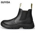GUYISA Classic Series Safety Solid Double Density Polyurethane PU Sole Two-layer Cowhide Upper Steel Toe Safety Shoes MegaBDM