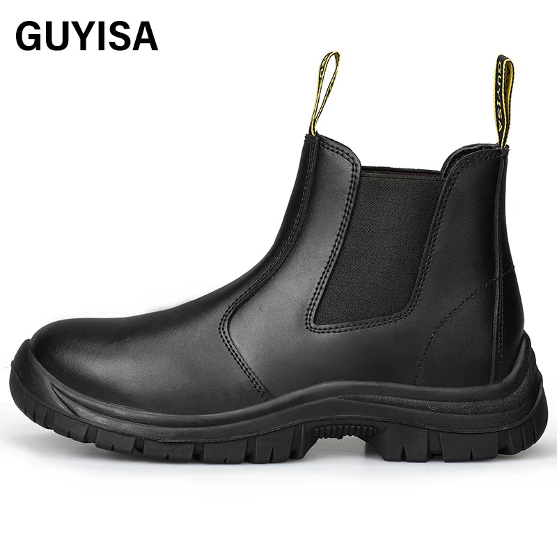 GUYISA Classic Series Safety Solid Double Density Polyurethane PU Sole Two-layer Cowhide Upper Steel Toe Safety Shoes MegaBDM