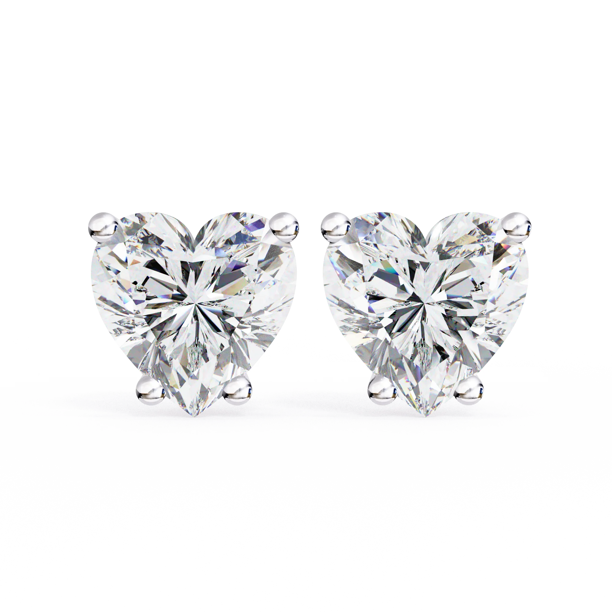 Luxury 14K Solid White Gold Heart Cut Prong Setting Stud Earrings OMKAR JEWELS ER-59 for Women & Men IGI Certified Party Gift