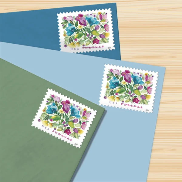 2024 Usa International Postage Mail Floral Post Stamps Sticker Us Forever Postal Mailing Stamp Roll Flower Stamping Local Stock