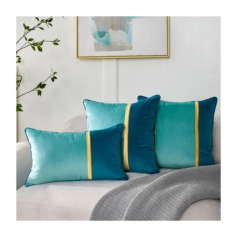 Square Velvet Animal Leaves Pattern Eco-Friendly Washable High Quality Golden Color Home Decor Pillowcase 45x45cm