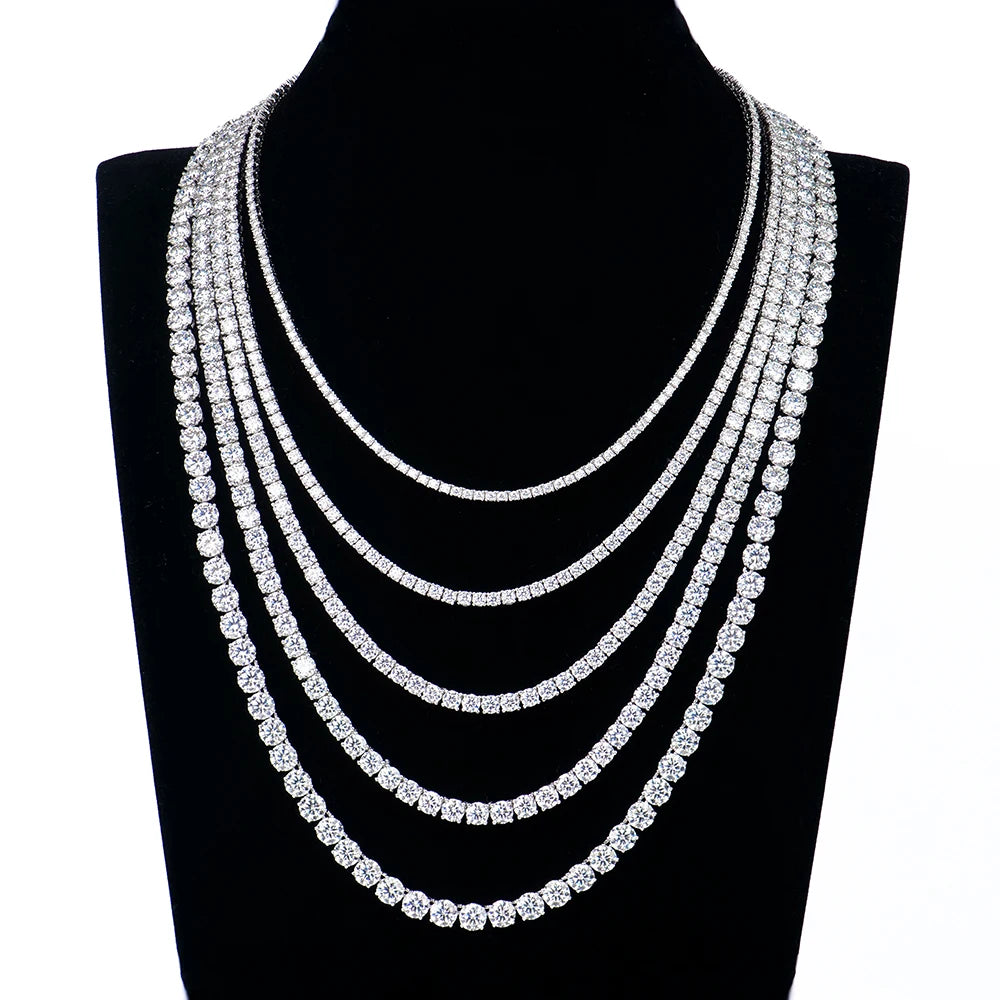 Ready to Ship Fashion 925 Silver Iced Moissanite Tennis Necklace and Bracelet 2mm-6mm Sizes Available