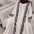 YKD059 Muslim Dress Wome Islamic Clothing Hijabs Traditional Maple Leaf-shaped Lace Long Muslim Robe Elegant Plain Color Style