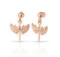Wholesale 925 Sterling Silver Angel Fine Stud Earrings Gold Silver Plated Bezel Setting Zircon Wing Star Shape Party Gift