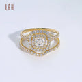 Luxury 18k Real Gold Ring Round Cut White Cz Wedding Band Engagement Ring Set for Women Real Gold Jewelry 18k With Certificate MegaBDM