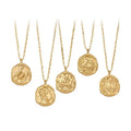 2023 Stainless Steel 12 Zodiac Sign Necklace Zirconia Geometric Round 3D Metal Pendant 18K Real Gold Plated Horoscope Necklaces