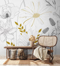 Germany Made Photo Wallpaper Murals Floral Plants Scenic White Black Yellow Non Woven Vinyl Wall Mural 2.80x1.59m Bedroom Dining