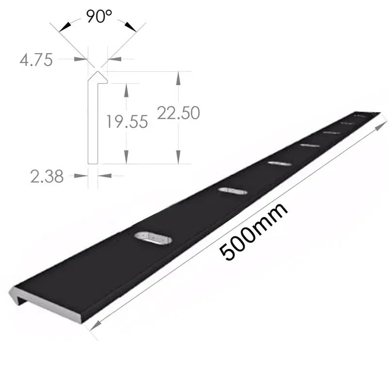 OpenRail Linear Rail Aluminum Extrusion V-Slot Rail Open Rail 500mm Length Black Anodized