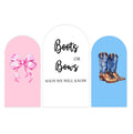 Boots or Bows Gender Reveal Arch Backdrop Cover Bear Balloons Ballooned Boog Photo Booth Backdrop Elastic Fabric Party Decor