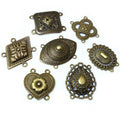 10pcs Bronze Color Bohemian Vintage Heart Drop Flower Connector Charms Pendant DIY Jewelry Making Accessories Findings