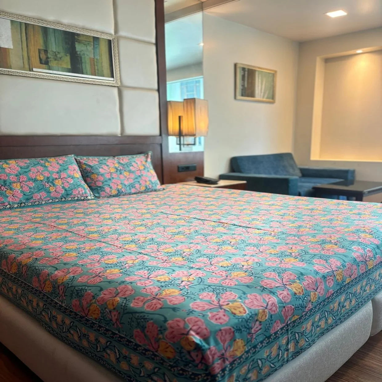 Eco-Friendly Hand Block Printed 100% Cotton Comforter Set 300tc Thread Count All-Season Classic Style