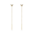 CANNER Exquisite 5a Zircon Simple S925 Sterling Silver Butterfly Chain Tassel Earrings for Girls Summer Party Jewelry