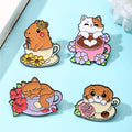 Hot-selling Cute Pin Cartoon Coffee Cup Animal Brooch Japanese-style Soft and Cute Cat Dog Series Enamel Pin for Bag Decoration MegaBDM